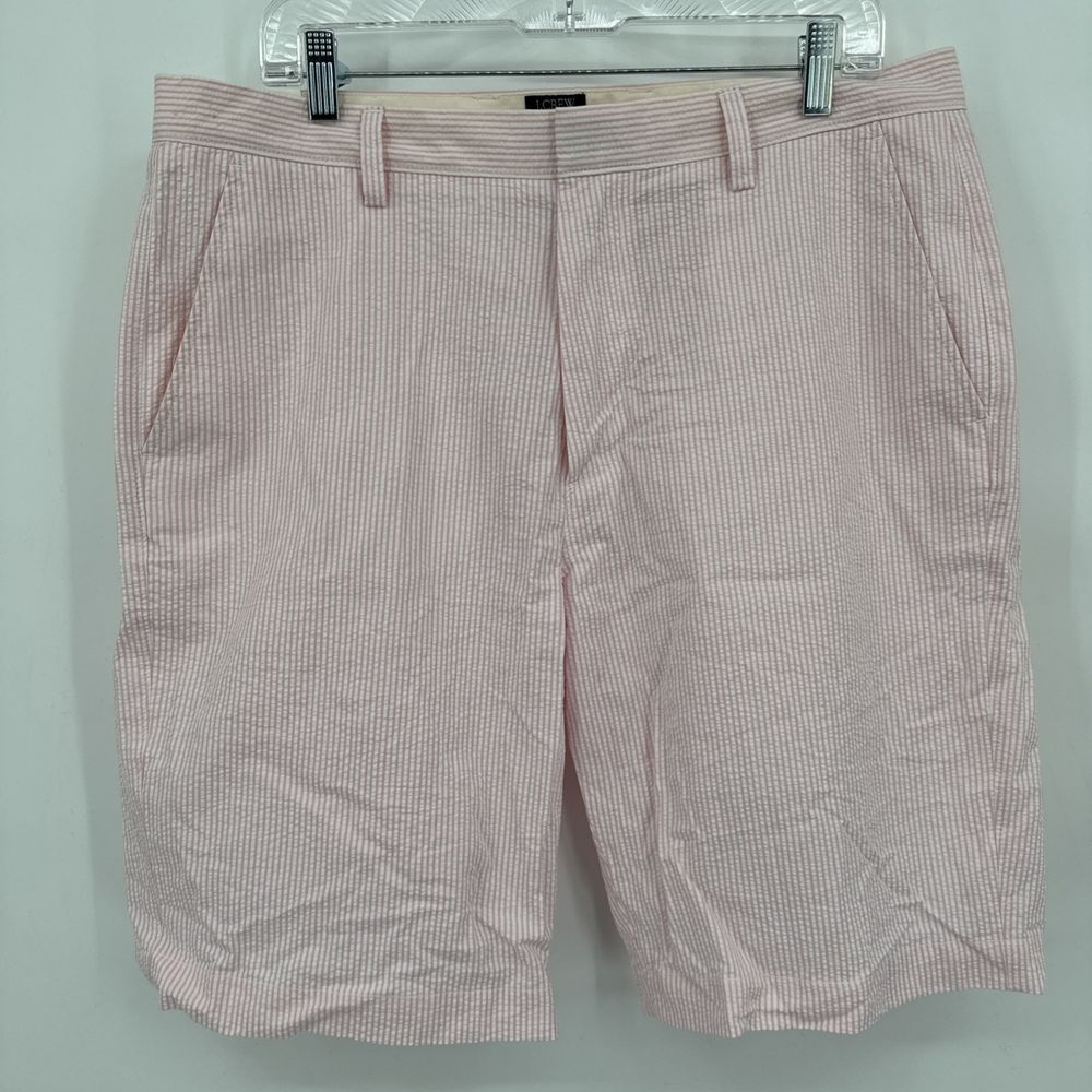 J. Crew 11" Rivington Short Men's size 34 100% cotton Pink/White Seersucker NEW